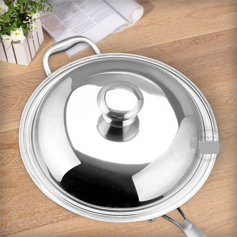 Wok et Couvercle en Acier Inoxydable