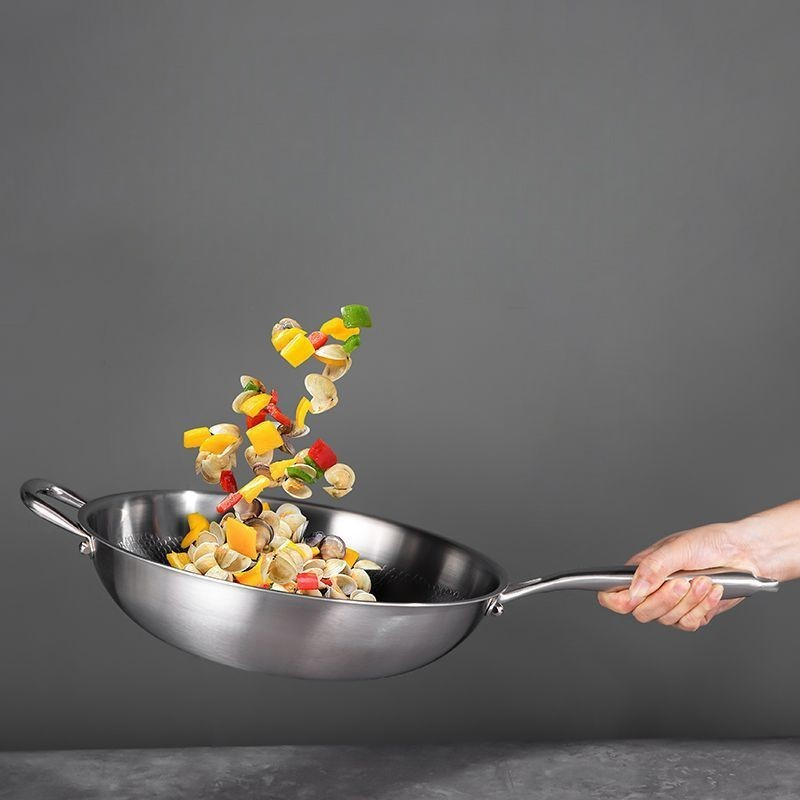 Wok inox martelé