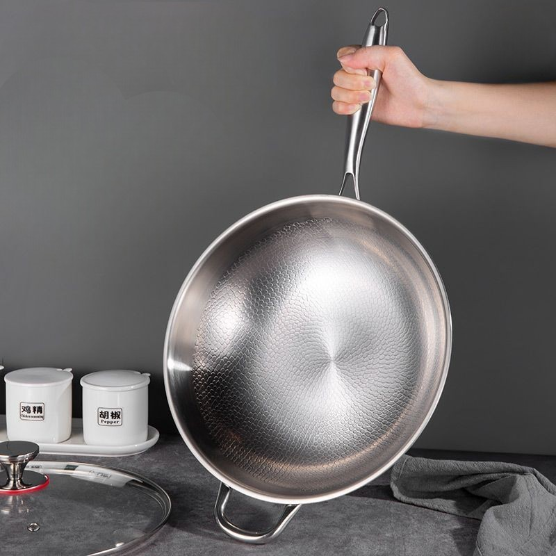 Wok inox martelé