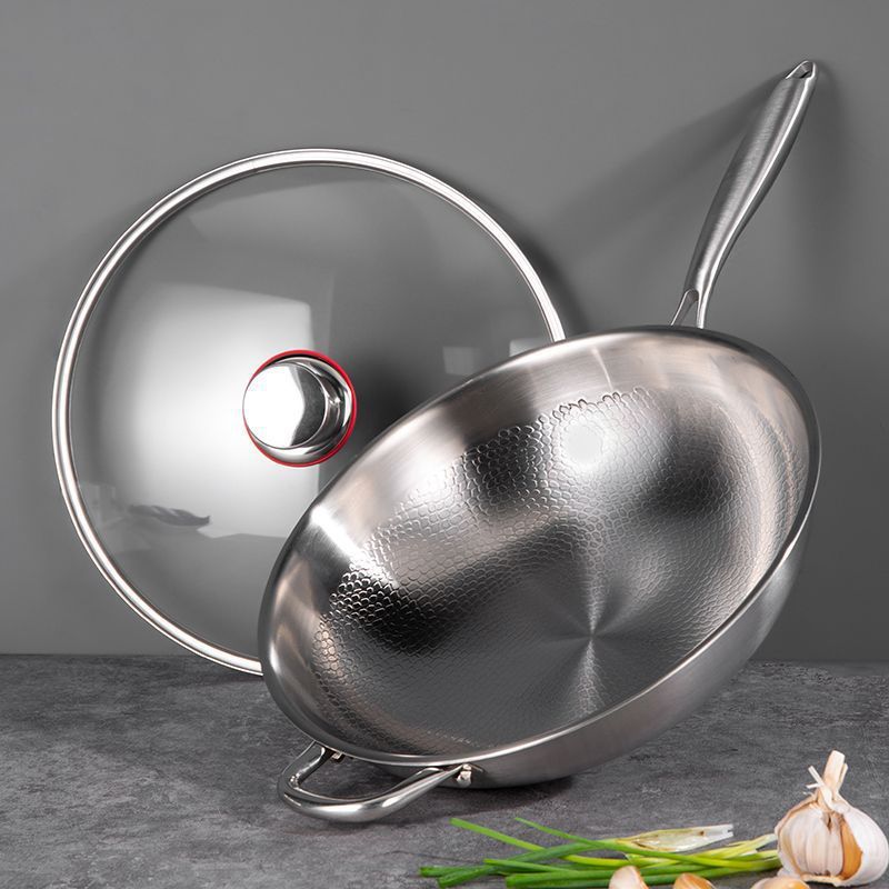 Wok inox martelé