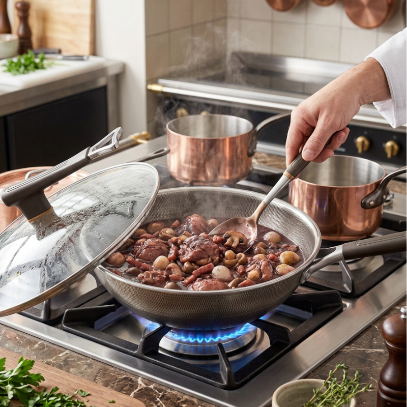 Wok antiadhésif titane induction