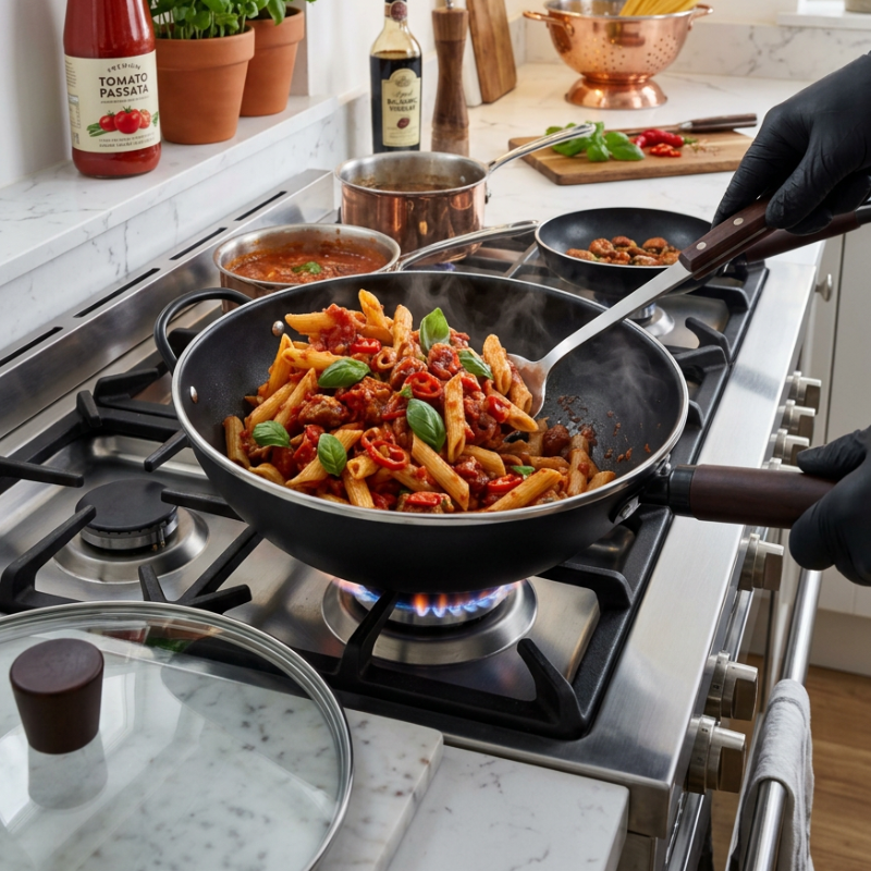 Wok sans revêtement induction