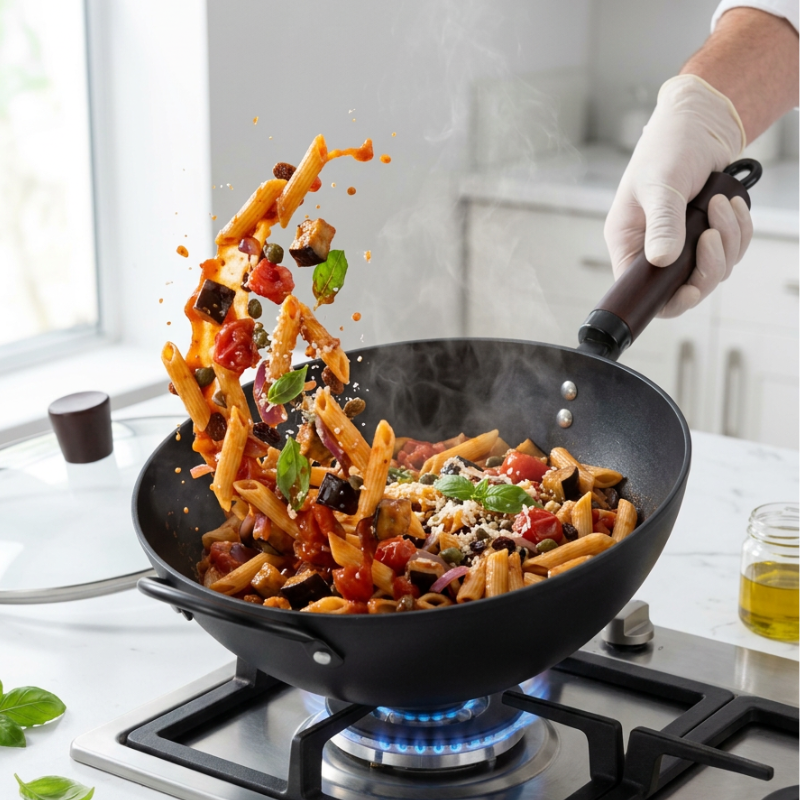 Wok sans revêtement induction