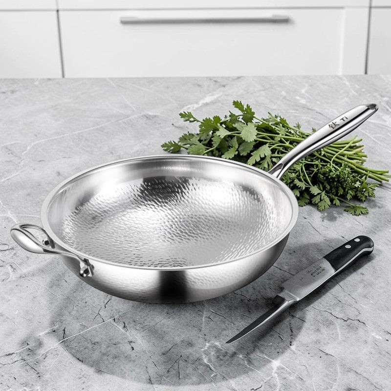 Wok inox martelé