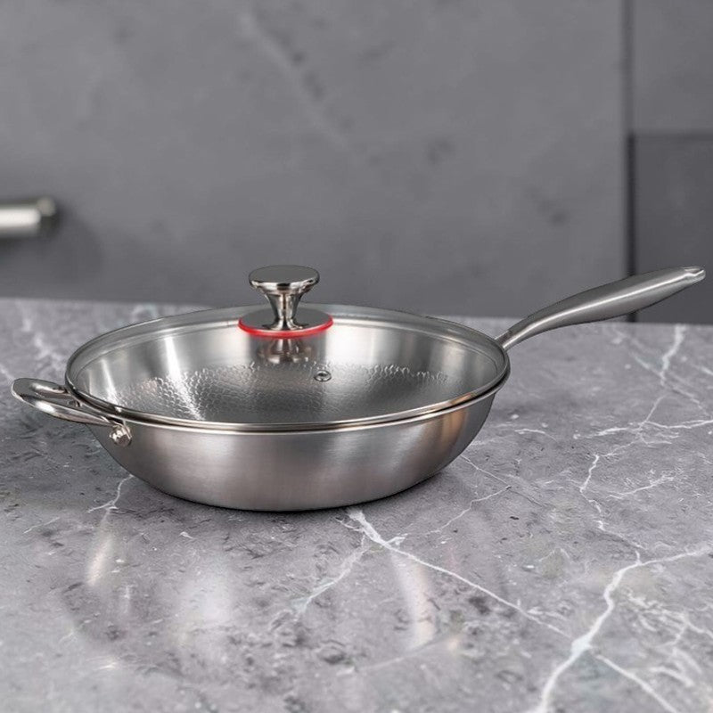 Wok inox martelé