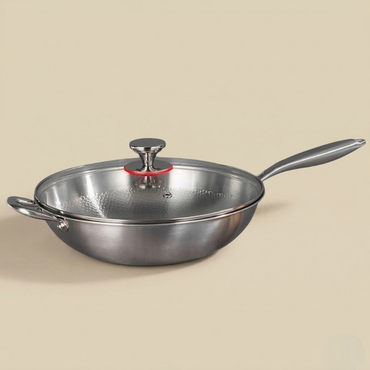 Wok inox martelé