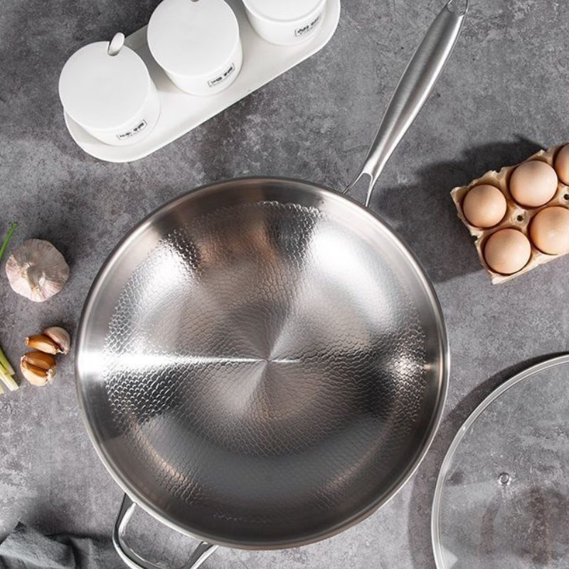 Wok inox martelé
