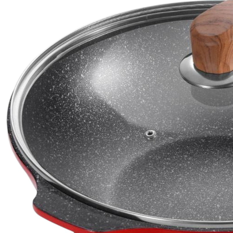 Wok design rouge avec couvercle