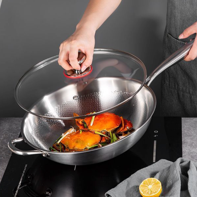 Wok inox martelé