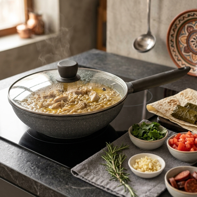 Wok antiadhésif gris