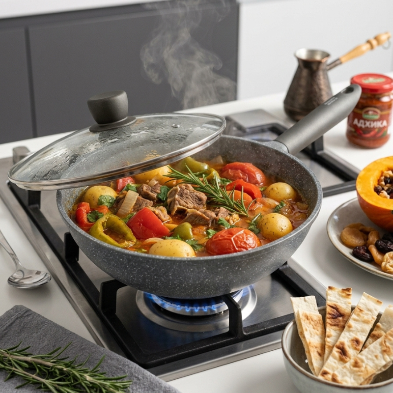 Wok antiadhésif gris