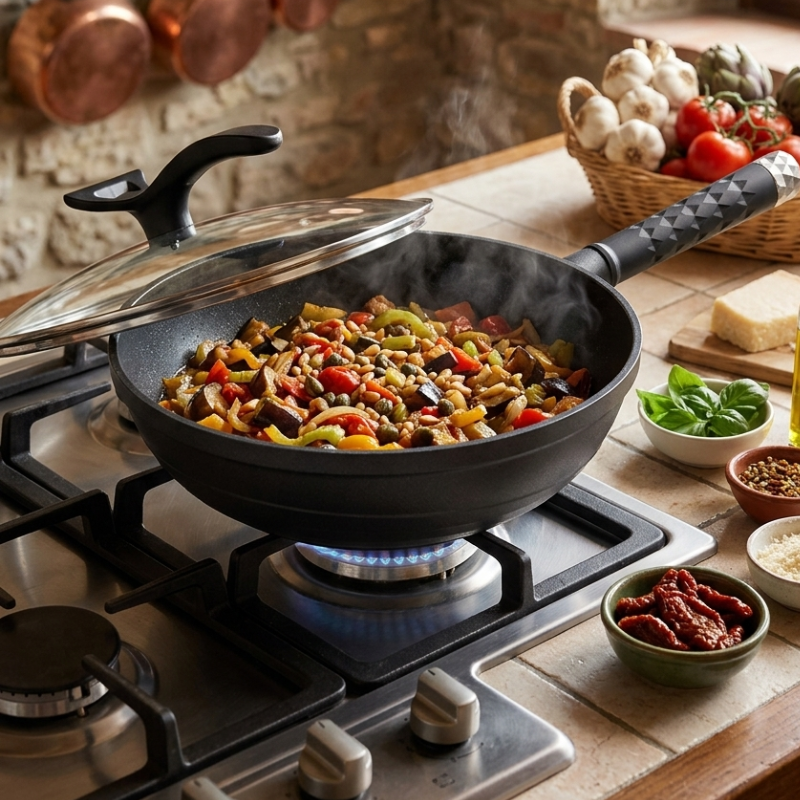 Wok antiadhésive résistante