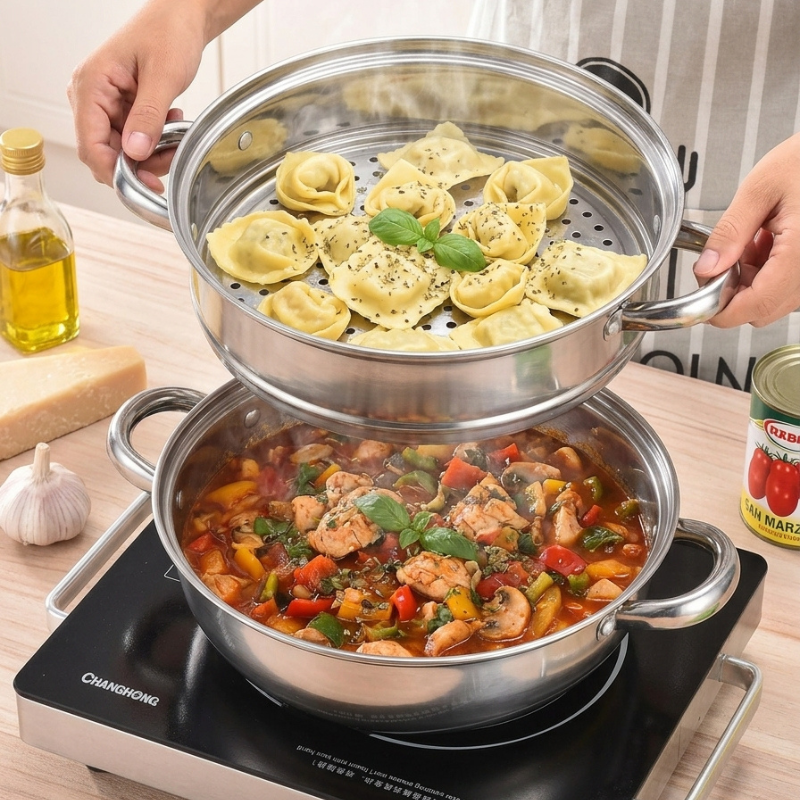 Set wok cuiseur vapeur