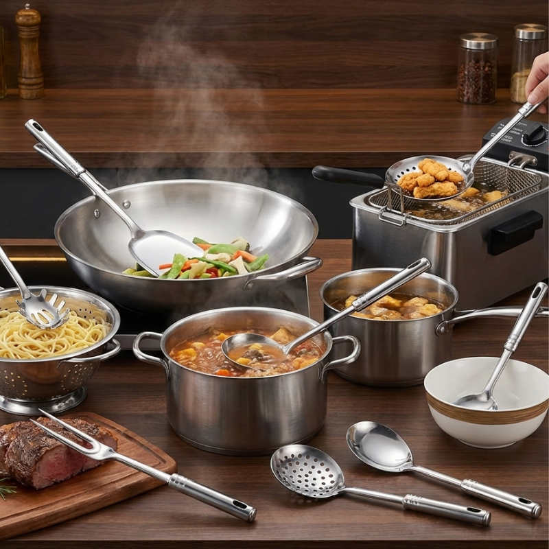 Kit ustensiles wok inox