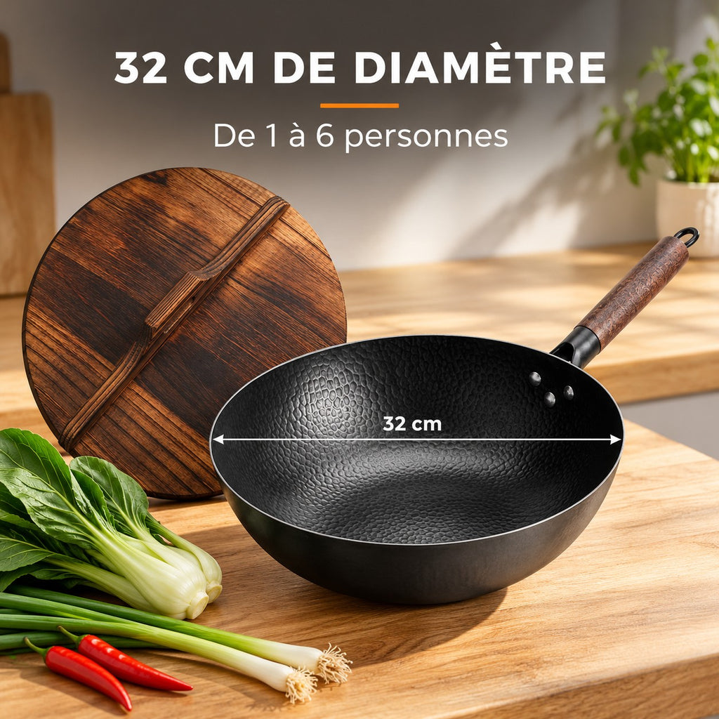 Le Zao Wok Traditionnel, 32 CM DE DIAMÈTRE : De 1 à 6 personnes