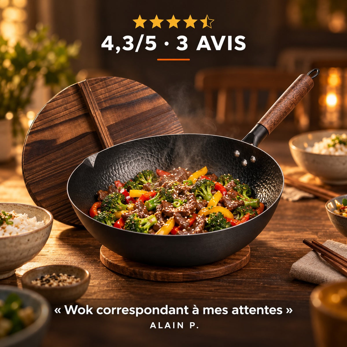 Le Zao Wok Traditionnel, 4,3/5 · 3 AVIS · « Wok correspondant à mes attentes » · Alain P.