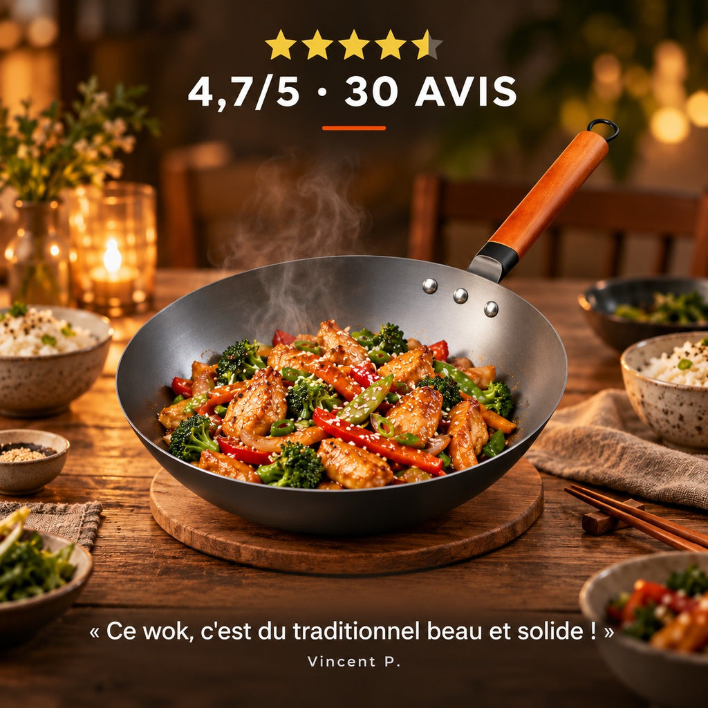 Le Oniri - Wok en Acier Carbone 32 cm Tous Feux, 4,7/5 · 30 AVIS · « Ce wok, c'est du traditionnel beau et solide ! » · Vincent P.