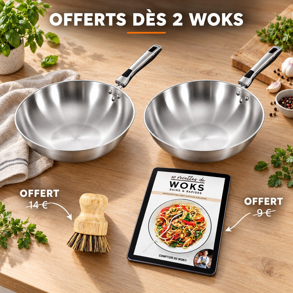 Le Shiomi Wok Métalisé, OFFERTS DÈS 2 WOKS · OFFERT · 14 € · OFFERT · 9 €