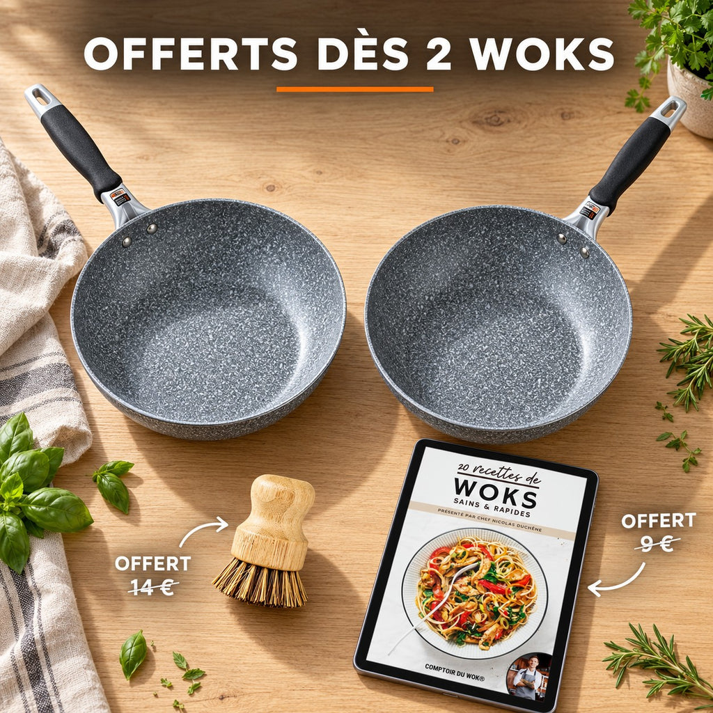 Le Hayachine Wok Antiadhésif, OFFERTS DÈS 2 WOKS · OFFERT · 14 € · OFFERT · 9 €