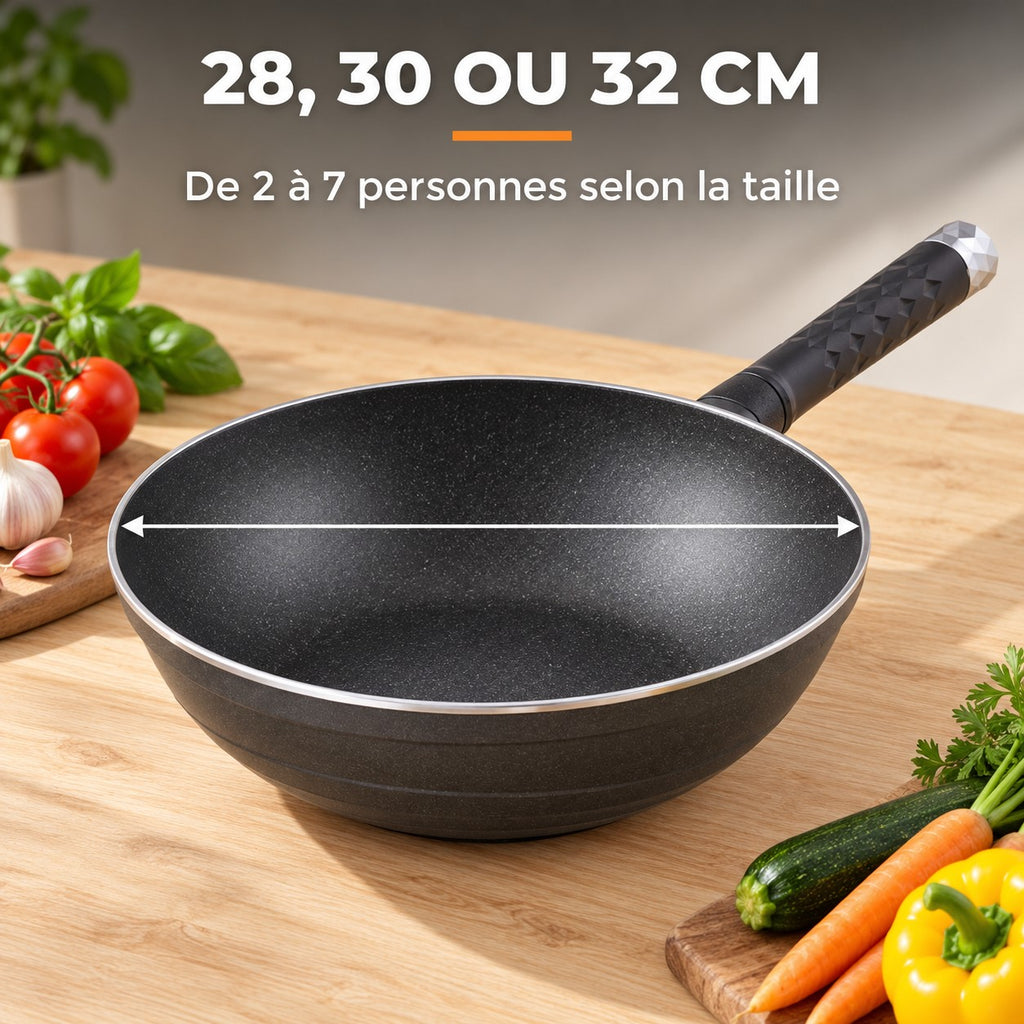 Wok antiadhésive résistante, 28, 30 OU 32 CM : De 2 à 7 personnes selon la taille