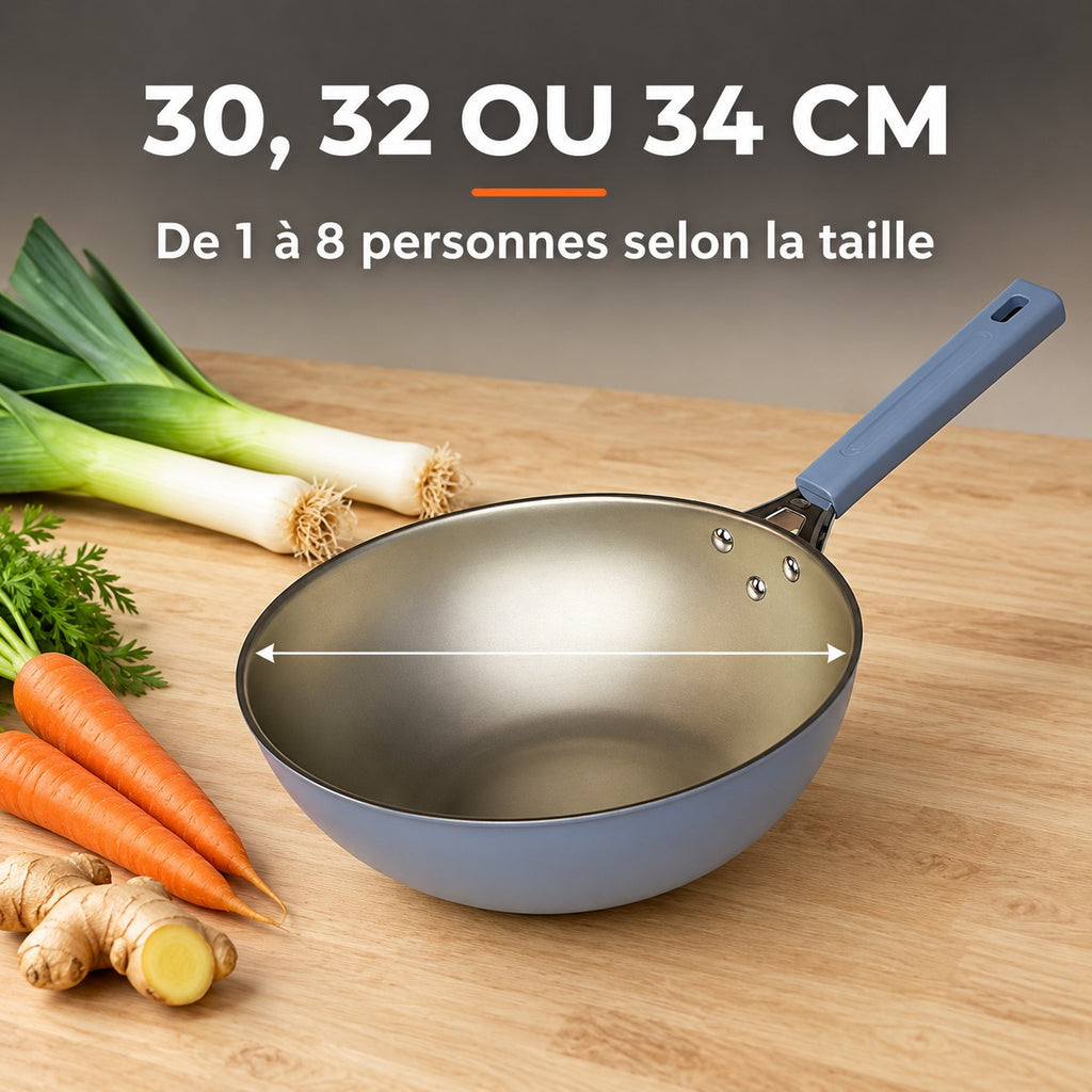 Wok avec couvercle, 30, 32 OU 34 CM : De 1 à 8 personnes selon la taille