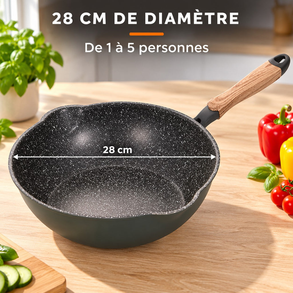 Le Tsurugi Wok Anti-adhèsif, 28 CM DE DIAMÈTRE : De 1 à 5 personnes