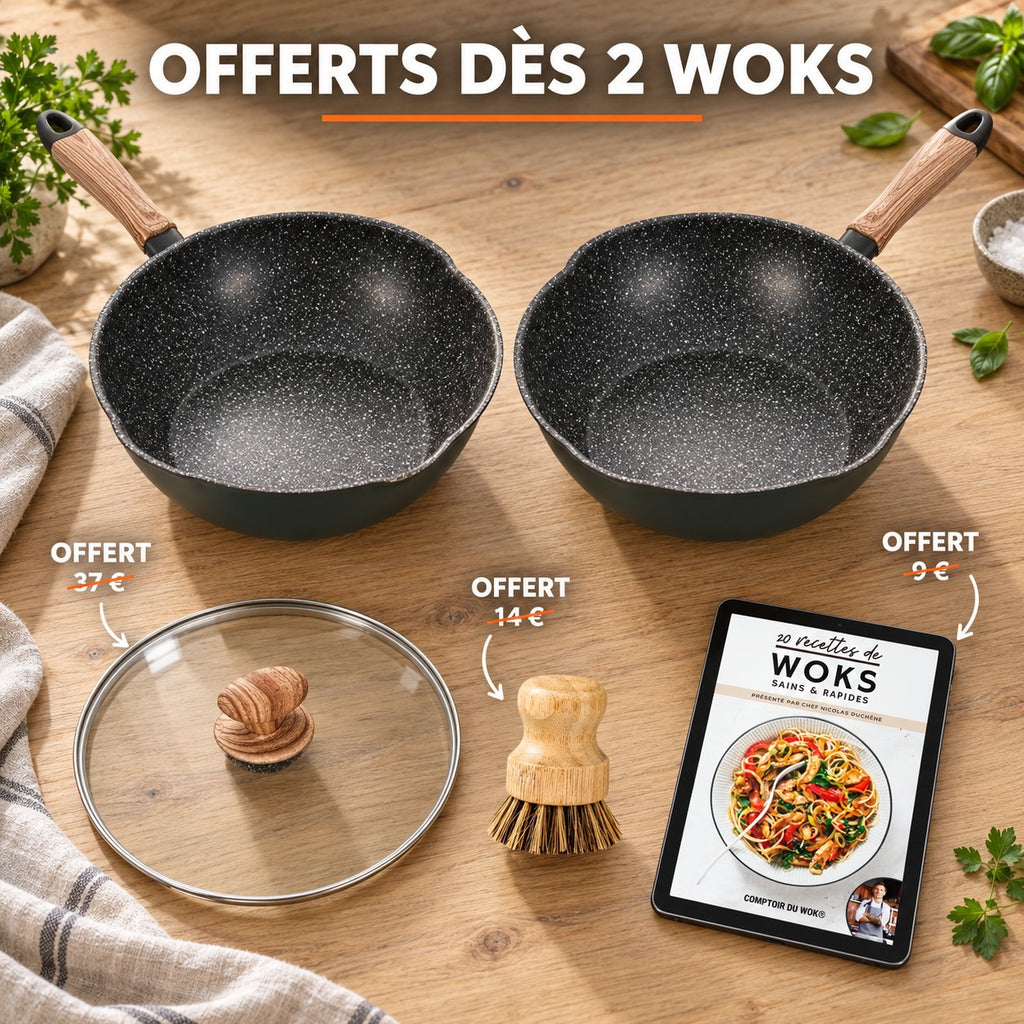 Le Tsurugi Wok Anti-adhèsif, OFFERTS DÈS 2 WOKS · OFFERT · 37 € · OFFERT · 14 € · OFFERT · 9 €