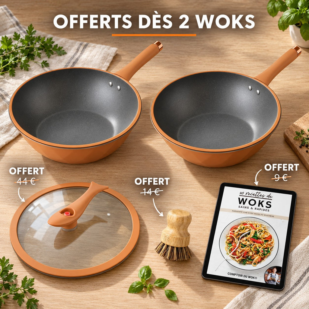 Wok qualité professionnelle, OFFERTS DÈS 2 WOKS · OFFERT · 44 € · OFFERT · 14 € · OFFERT · 9 €