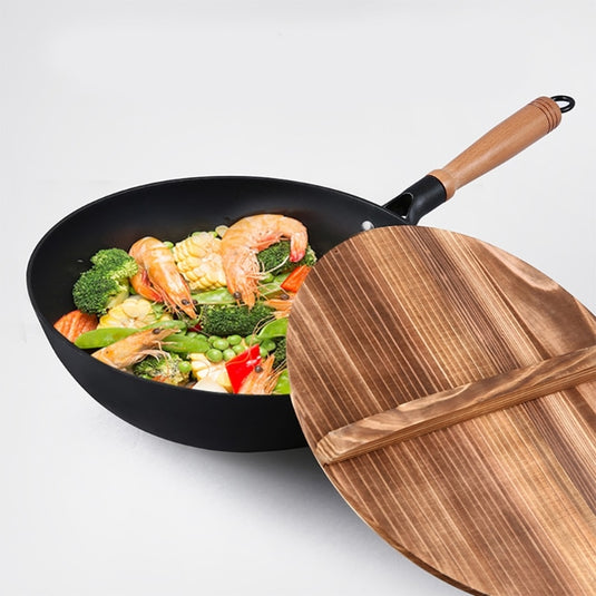 Wok avec Couvercle en Bois