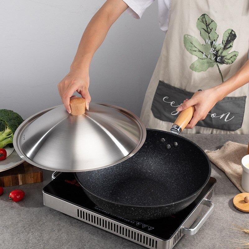 Wok avec Couvercle en Aluminium