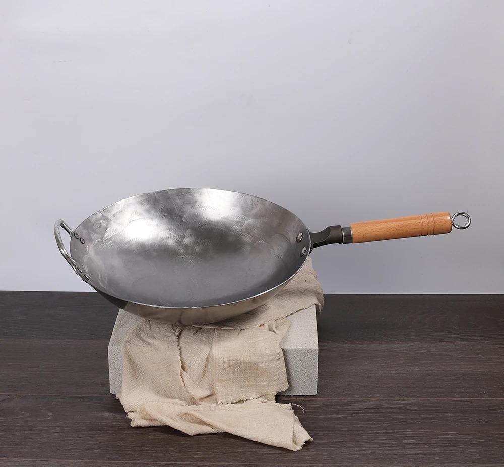 Wok Inox au Manche en Bois