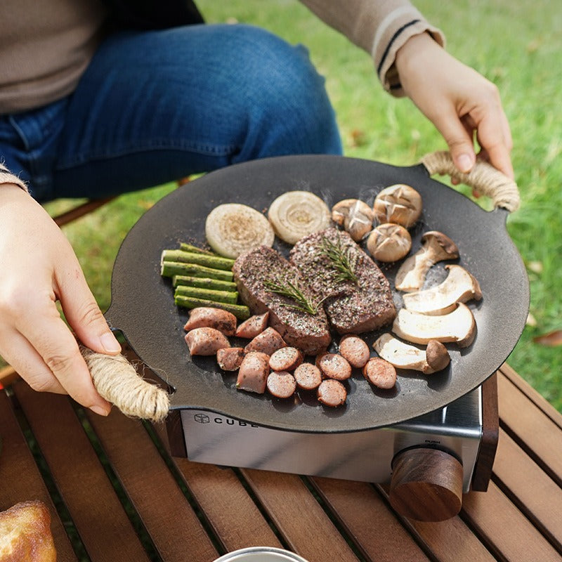 Poêle à Barbecue En Acier Inox – Wok Grill Avec Poignée Pliable Pour Planche à BBQ